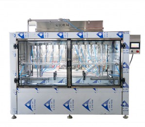 Linear gravity filling machine